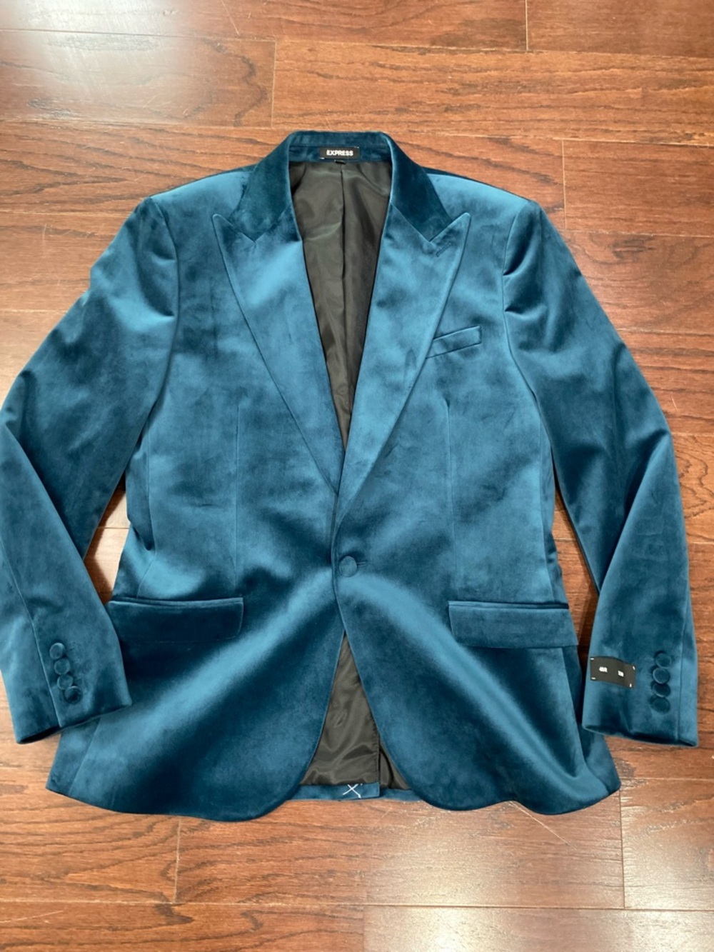 Express Suit Jacket Men 40 Slim Fit  Single Breasted Velvet Tuxedo Blazer Blue